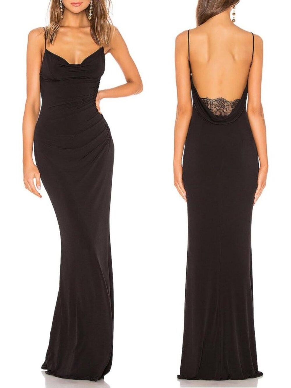 Elegant Lace Backless Mermaid Maxi Dress with Spaghetti Straps - Perfect Evening